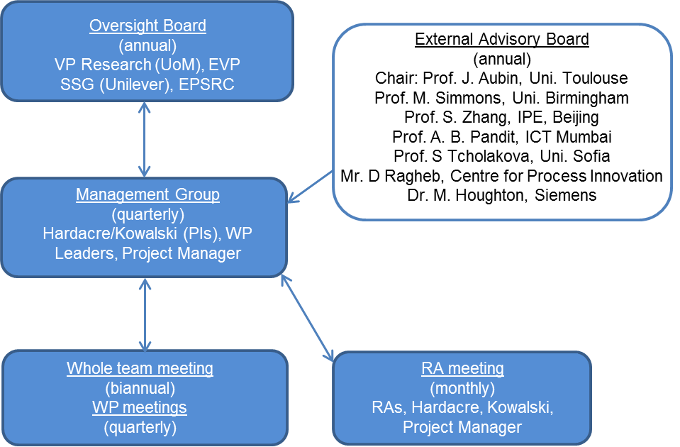 A chart showing the management structure of CAFE4DM